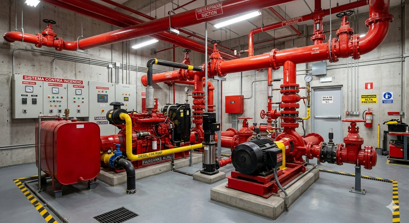 Cuarto de bombas y sistemas estacionarios contra incendio
